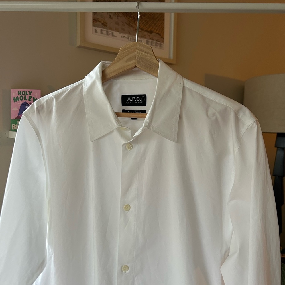 A.P.C. Men's White Cotton Lightweight Shirt